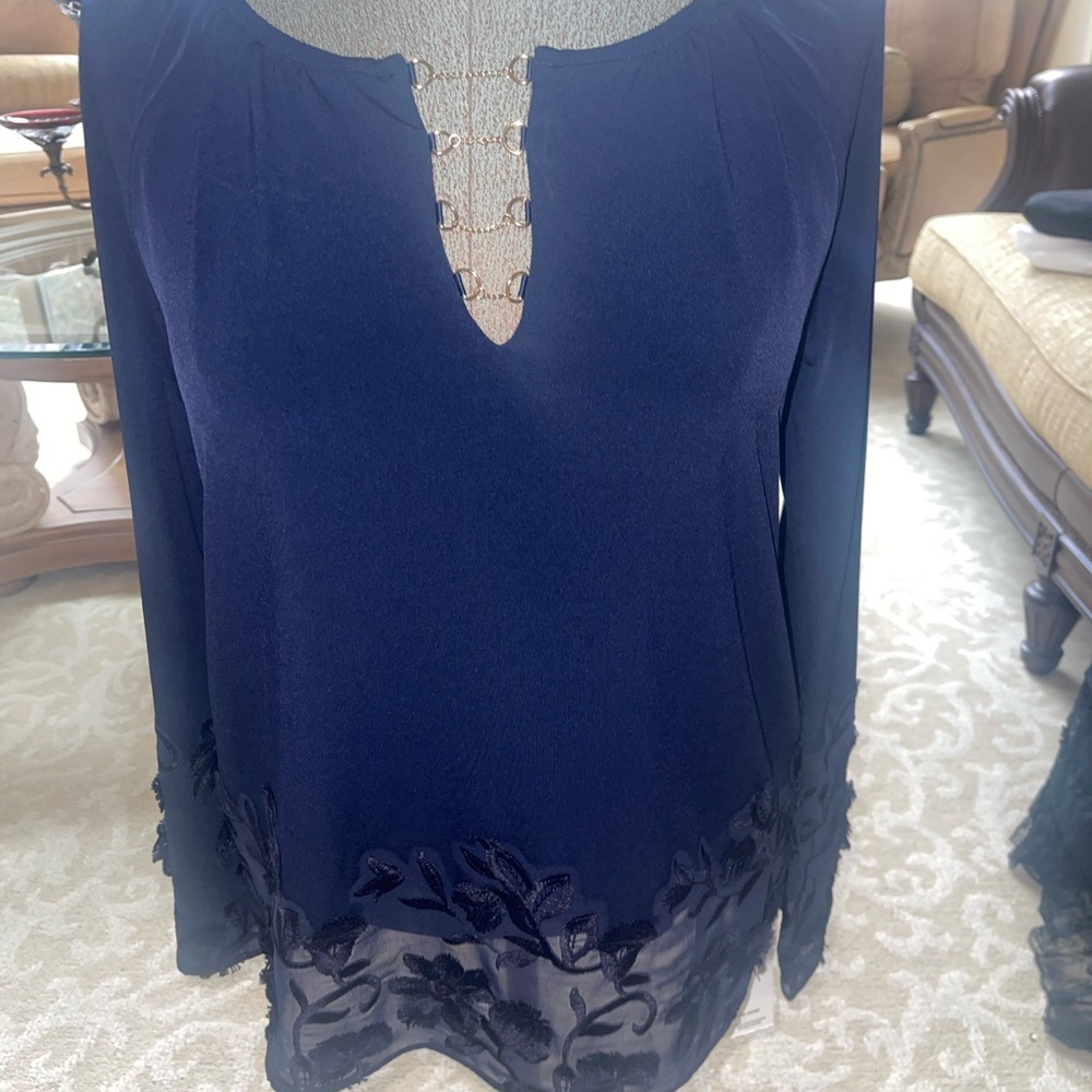 Elegant Navy Blue Women's Top